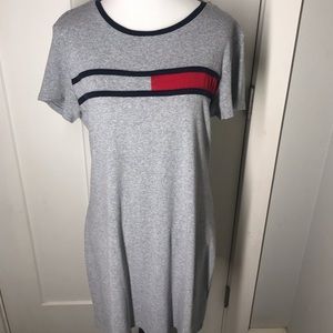 TOMMY HILFIGER (Large) Gray T-Shirt Cotton Dress